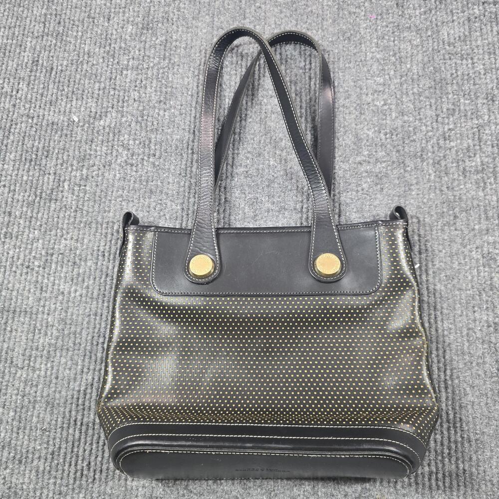 Vintage Dooney & Bourke Tote Bag Womens Black Perforated Leather Made in USA